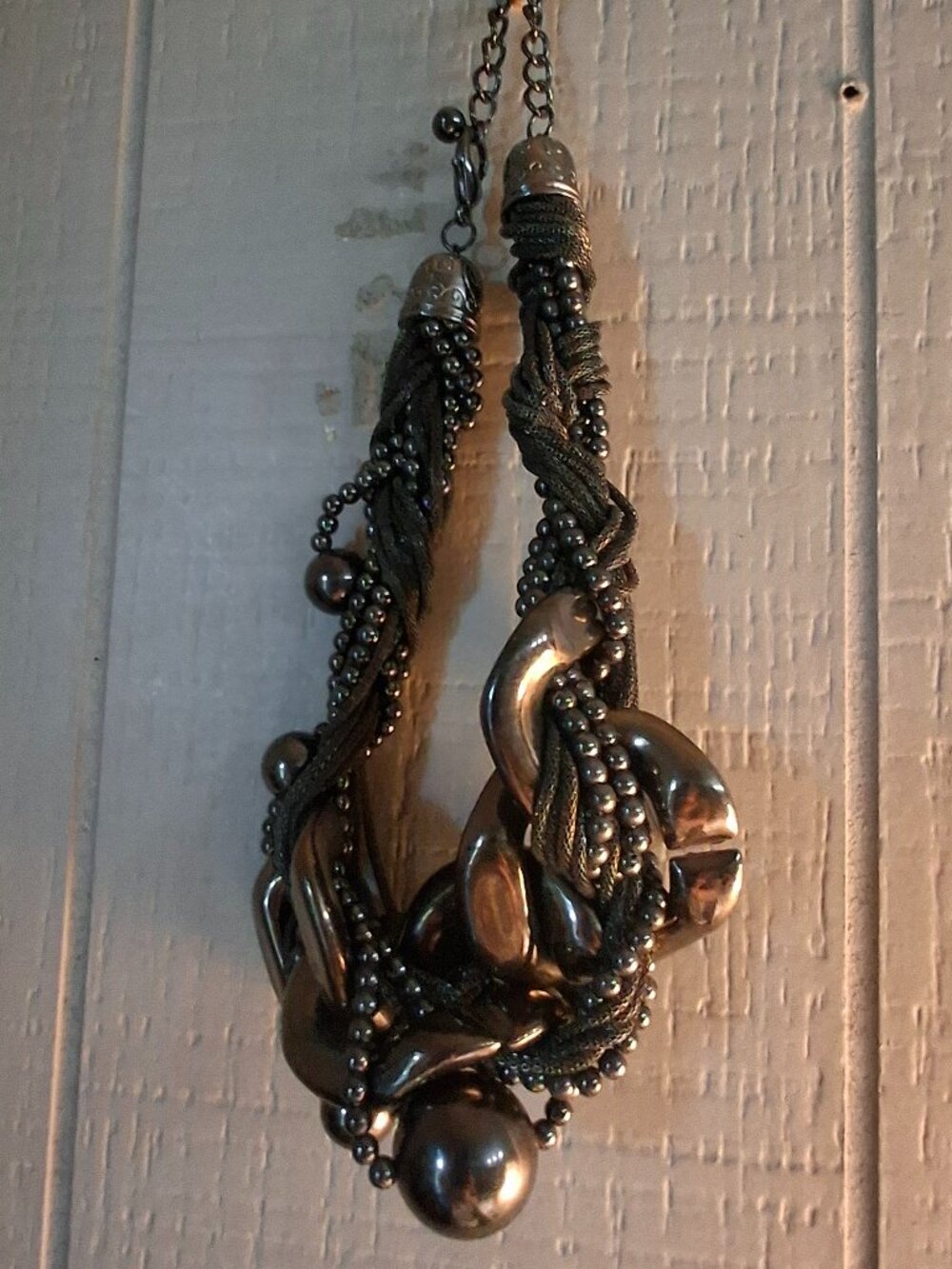 Vintage Chunky Large Multi Strand/Texture Cluster Braided Necklace